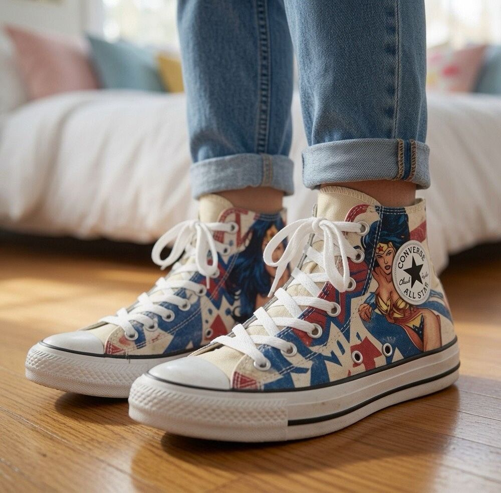 CONVERSE DC WONDER WOMAN HI TOP SNEAKERS SHOES SIZE 4.5 | WOMANS 6.5*- Rare